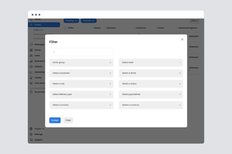 Ordering Co Feature Filter Orders
